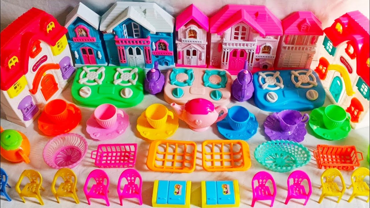 3:57 Minutes Satisfying with Unboxing Barbie Princess Kitchen & Refrigerator Play Set Review Toys