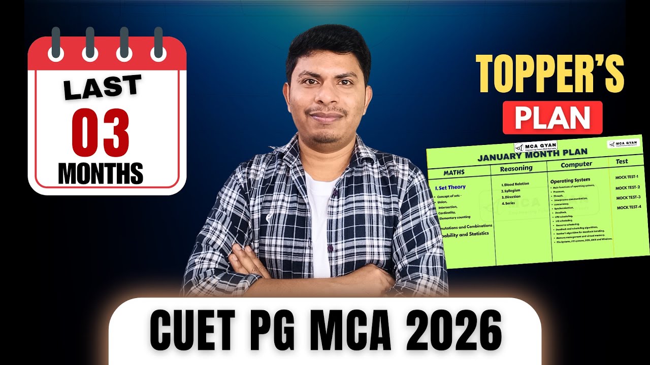 CUET PG MCA 2026 Complete 3-Month Roadmap | Day-Wise Study Plan + Strategy to Score 230+