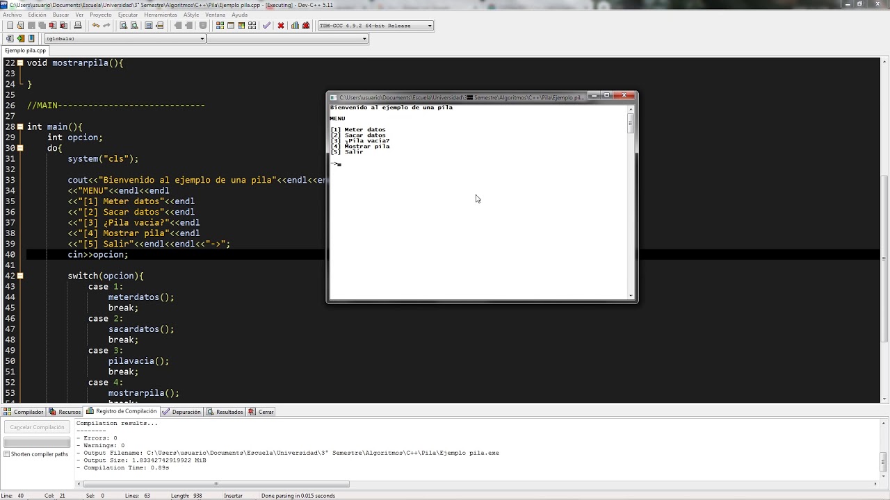 Pilas en C++ | Concepto y Ejemplo