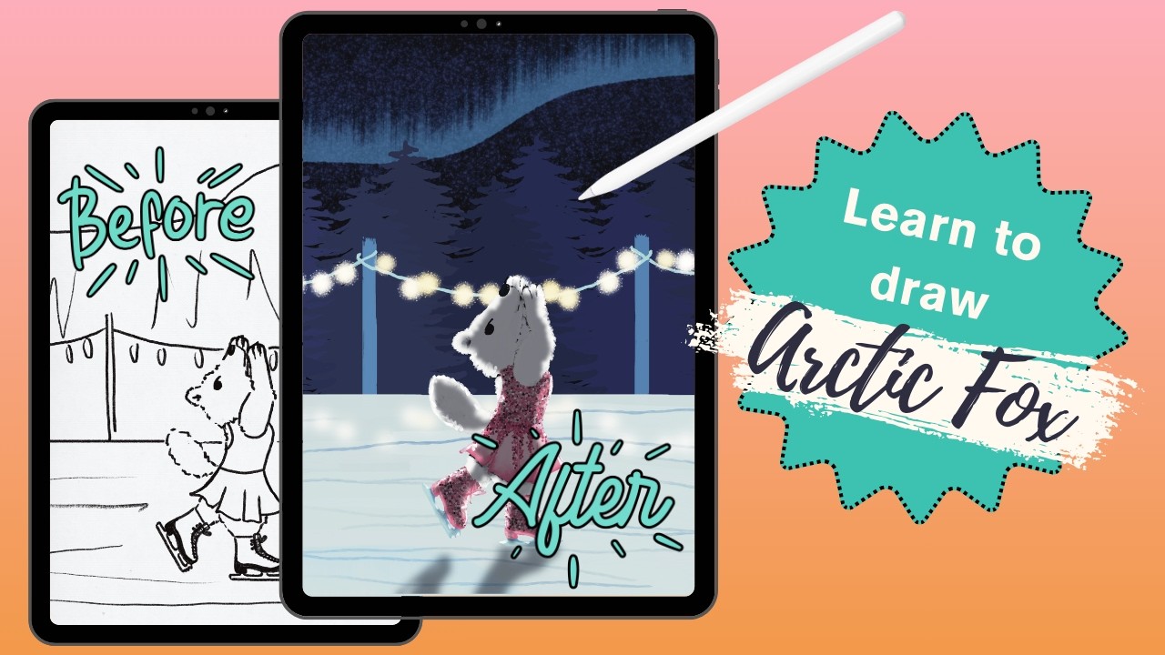 Урок по Procreate для начинающих: Эскиз арктической лисы