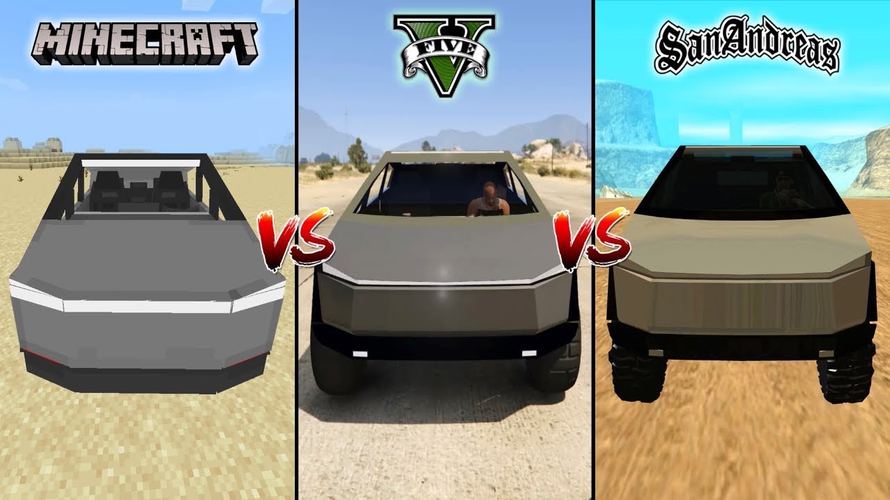 MINECRAFT CYBERTRUCK VS GTA 5 CYBERTRUCK VS GTA SAN ANDREAS CYBERTRUCK - WHICH IS BEST?