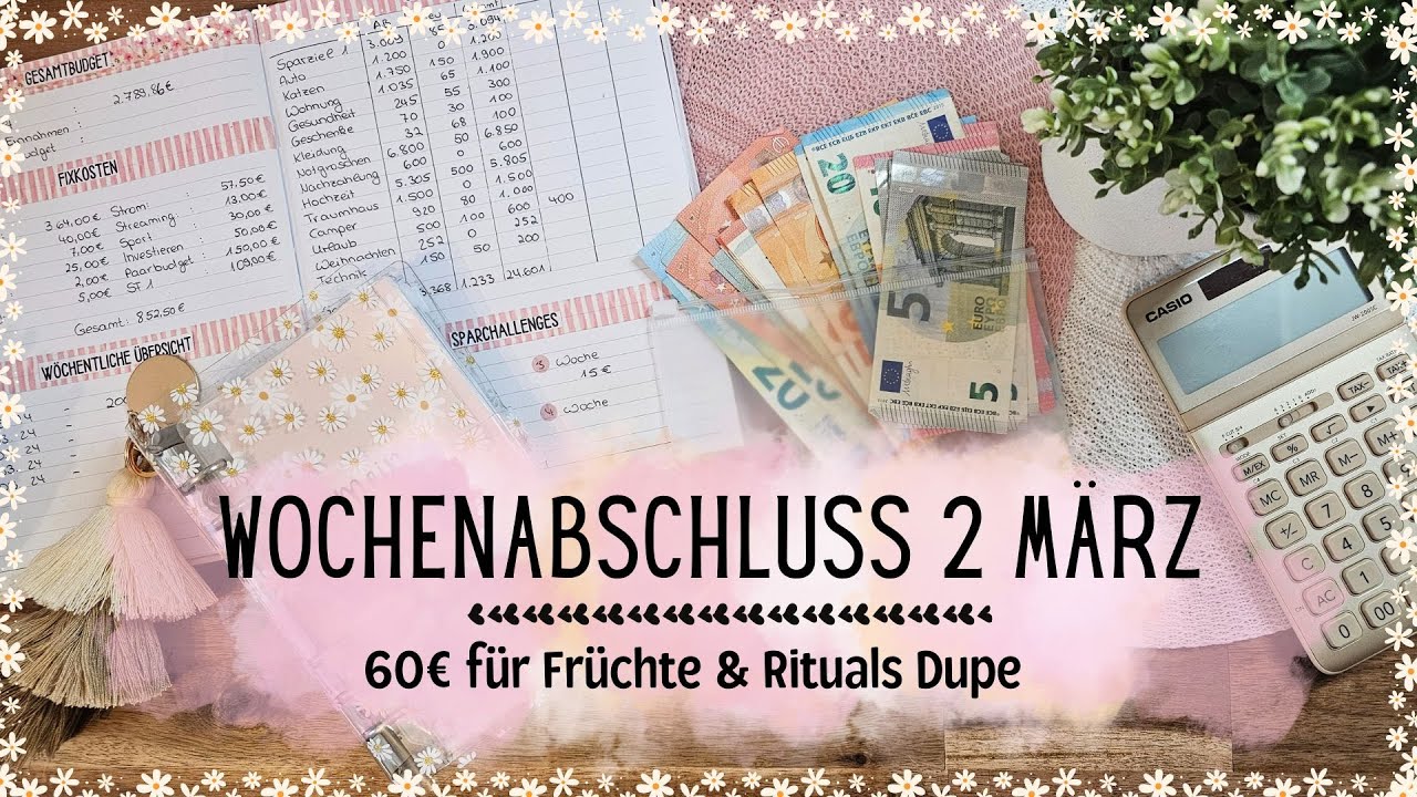 Wochenabschluss 2 März🌼 60€ für Früchte - Meine Ausgaben🌼 Geld sparen mit der Umschlagmethode