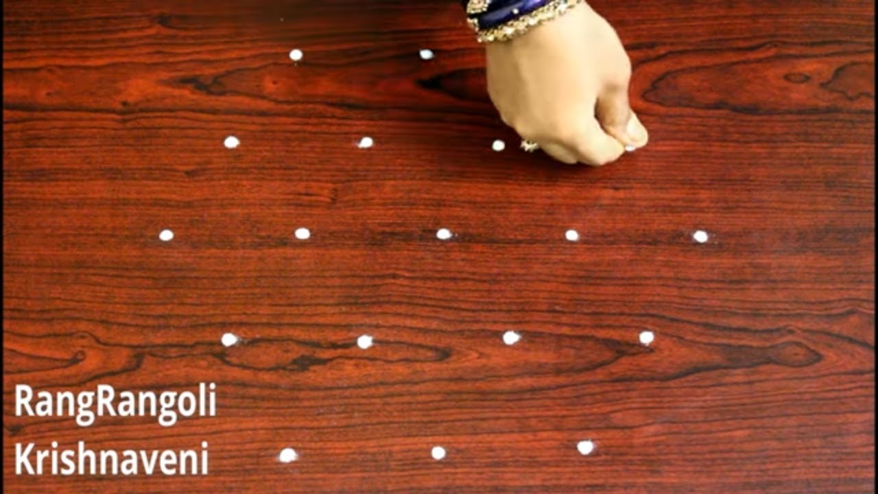 RangRangoli Krishnaveni: 5*3 dots Simple Daily Kolam | Easy Muggulu | Traditional Rangoli Designs