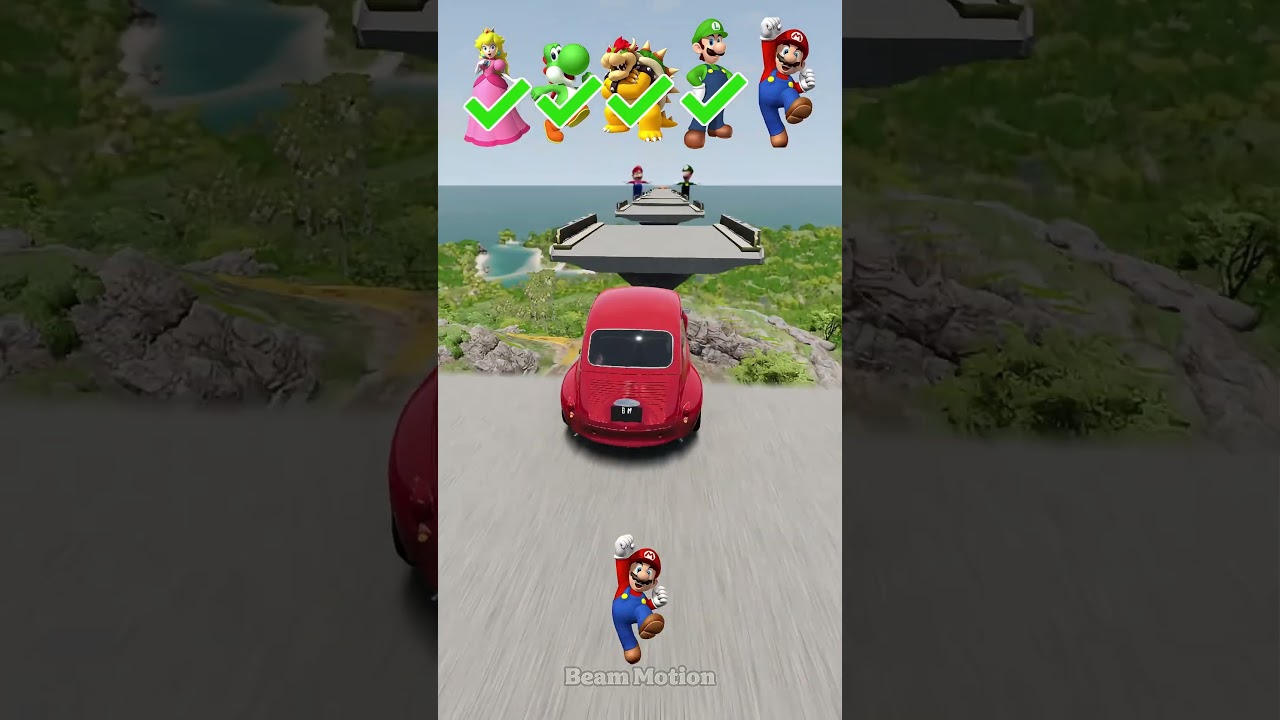 Mario Cars Jump Challenge - BeamNG.Drive #shorts #mario #SuperMarioGalaxyMovie