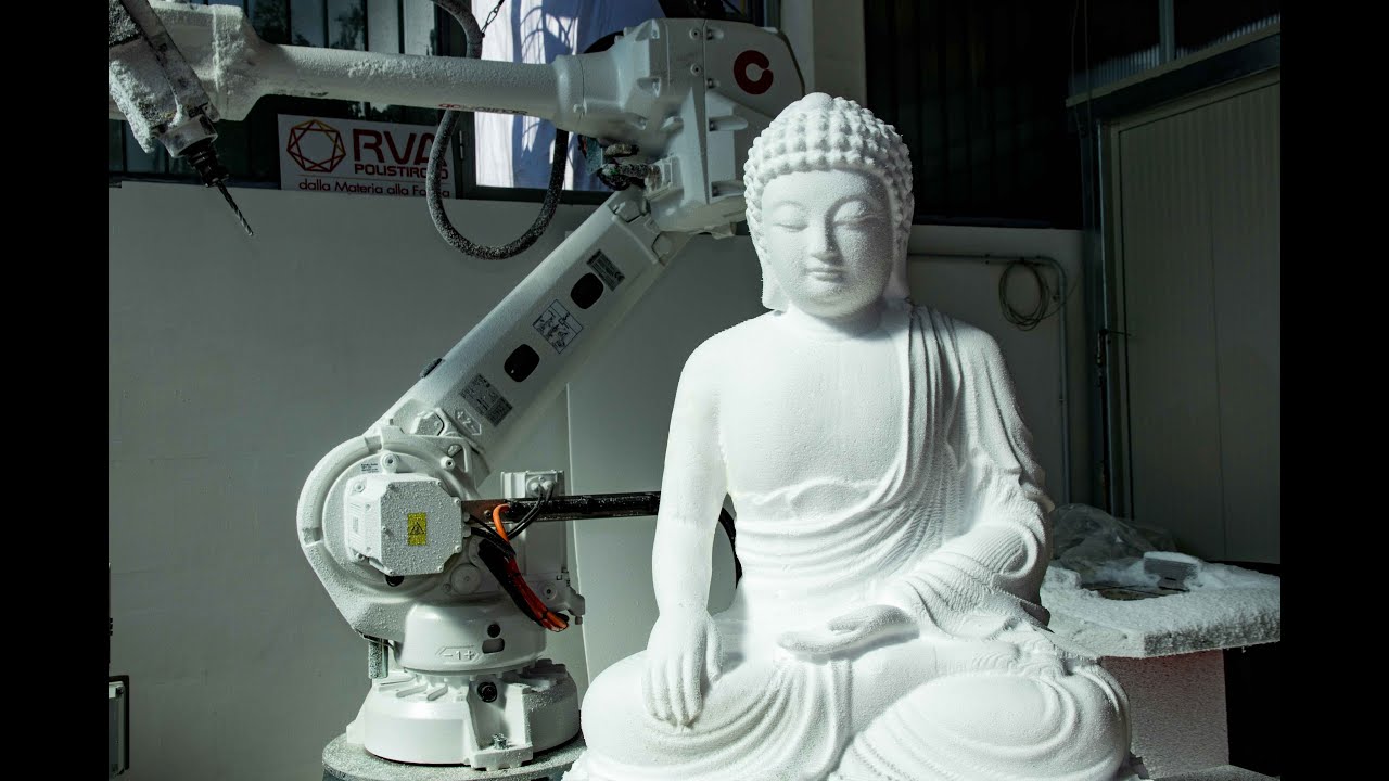 Fresatura scultura Buddha in polistirolo ad alta densità