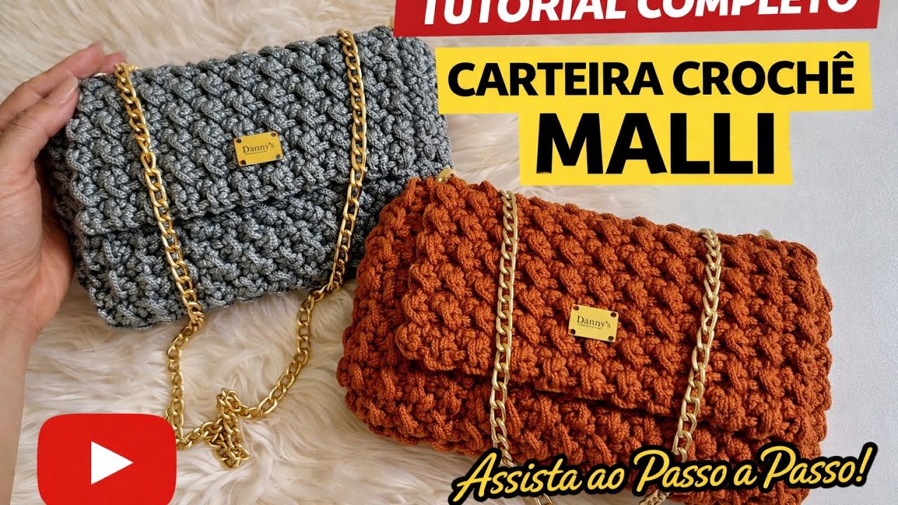 Carteira de Crochê • DESIGN RÁPIDO EM UMA SÓ PEÇA• Elegante e Econômica - Passo a passo 