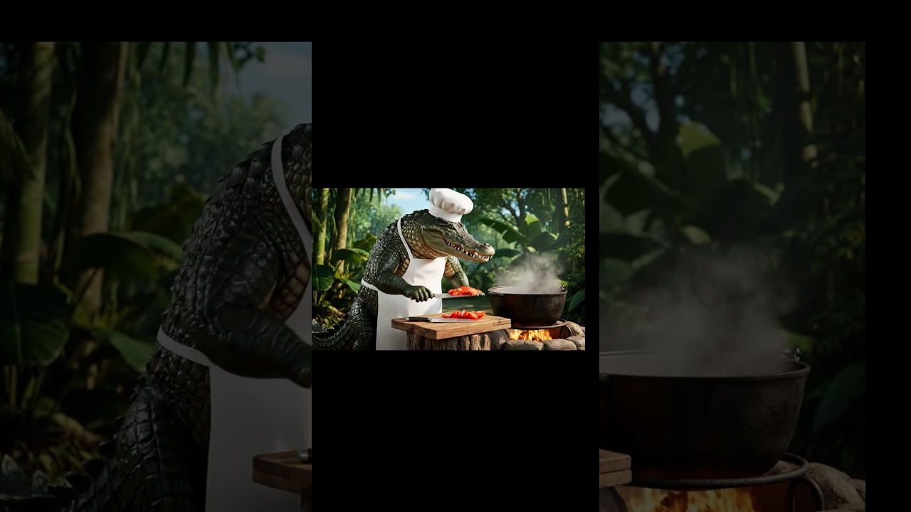 master croc cooking     #cooking #crocodile #animals #cats #ai #aivideos #trending #trending1#gemini