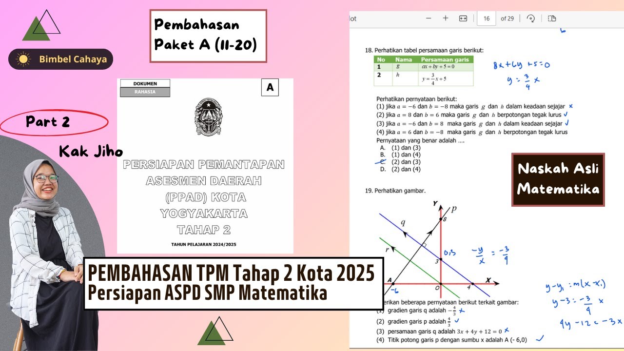 PEMBAHASAN ASPD SMP Matematika TPM Tahap 2 Kota Paket A No 11-20 Persiapan ASPD Matematika Kelas 9