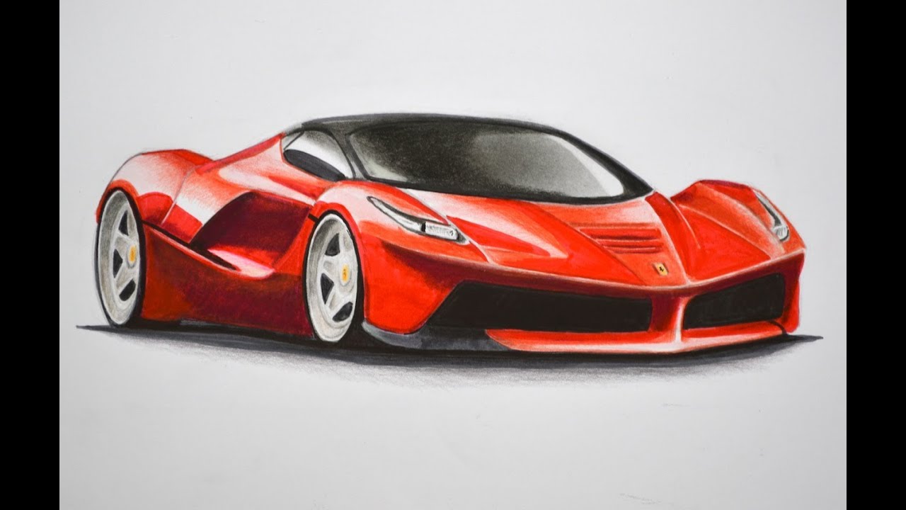 Dibujando carros: cómo dibujar un Ferrari con colores - Arte Diverte.