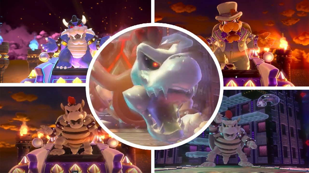 Super Mario 3D World - All Bowser Bosses (Mods)