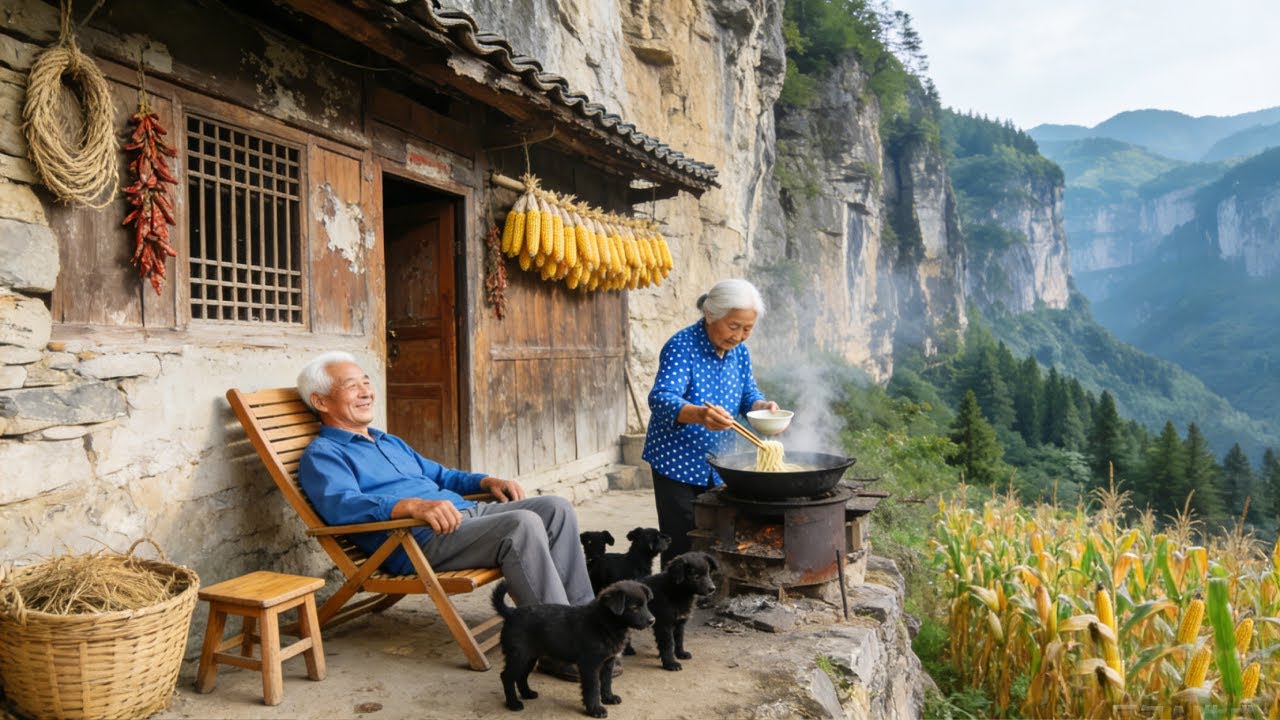 78岁夫妻独居在1500米悬崖之上，再次拜访身体大不如前，4小时的山路再难出去【乡村阿泰】