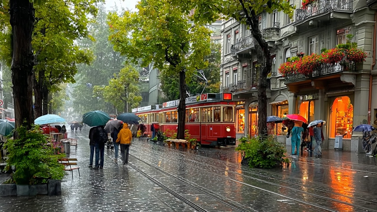 Zurich, Switzerland - Rainy Walk under Umbrella Most Beautiful Places that take your Breath Away