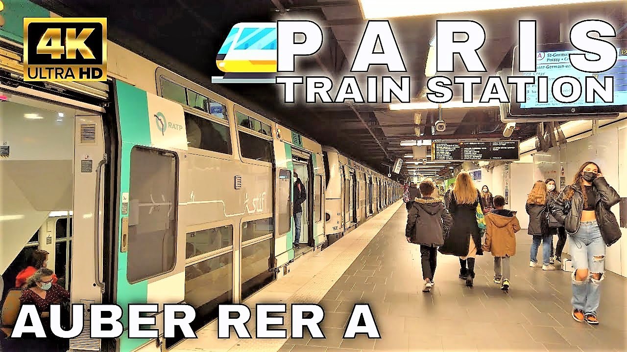 🇫🇷Paris Auber Train Station RER A【4K】- Largest Vaulted Underground Stations - MI2N + MI09