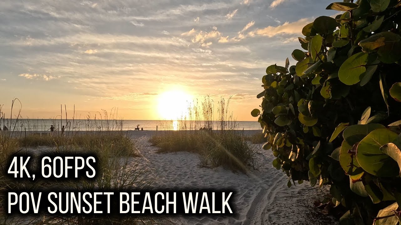 POV Sunset Walk | Relaxing Beach Walk on Anna Maria Island, Florida | Ambient Views [4K 60FPS]