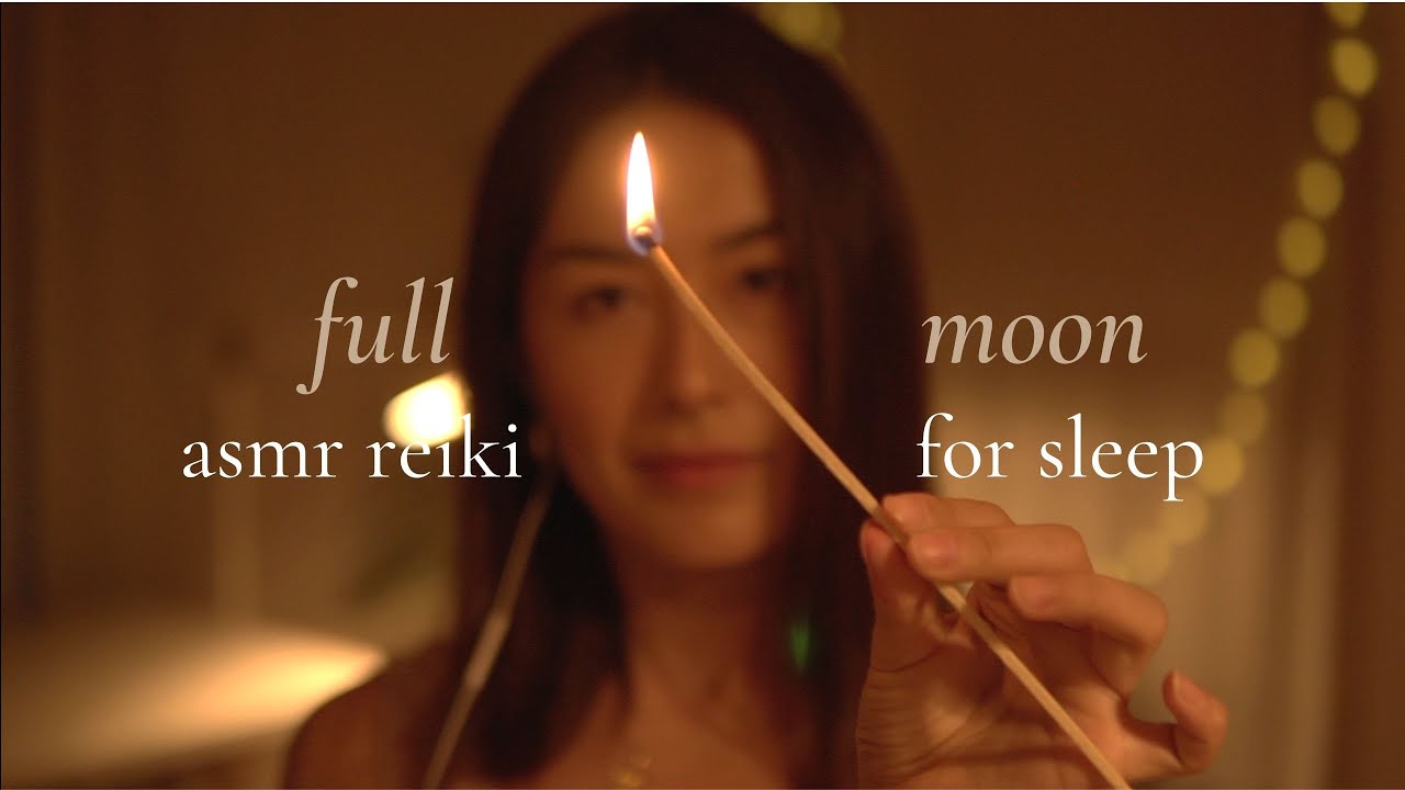 ASMR Full Moon Reiki (Hand movements, plucking, smudging, tarot reading, meditation) 🌕✨