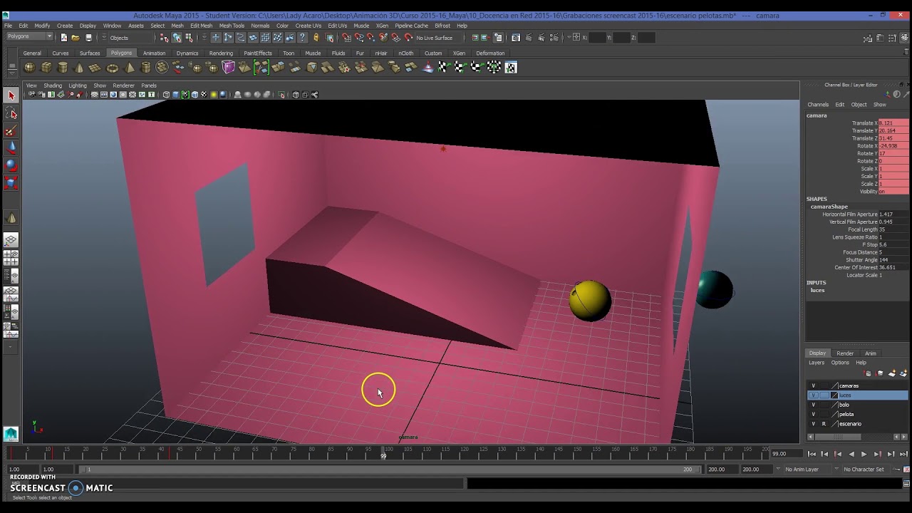 Crear y animar cámaras desde el visor de Maya Autodesk | 4/4 | UPV