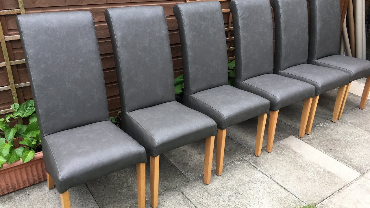 How to recover fully upholstered dining chairs in a new fabric faux leather