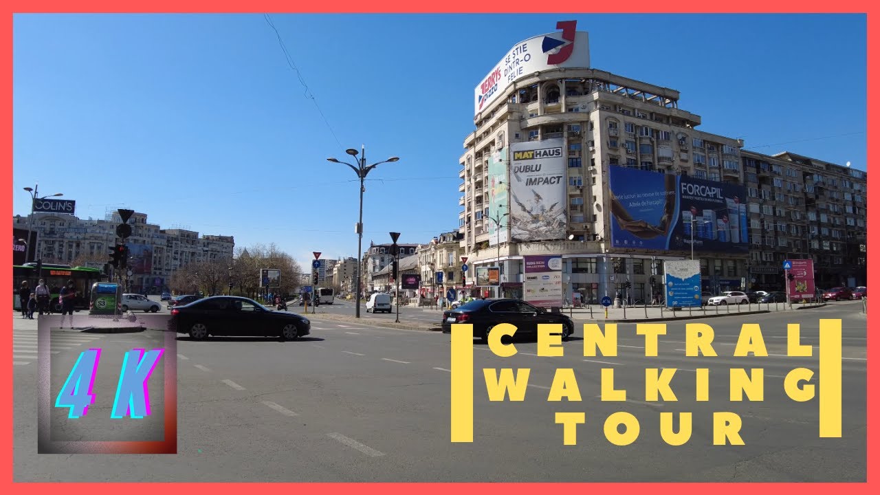▪4K▪Bucharest Walks: Central walking from Piata Unirii up to Piata CA Rosetti in a sunny day