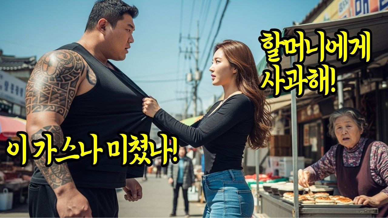 호떡파는 할머니에게 10개 무전취식하고 그냥가는 조폭을 여군 707특수부대 출신 싸다구 참교육 들어가는데#사이다드라마#조폭참교육#707특수부대