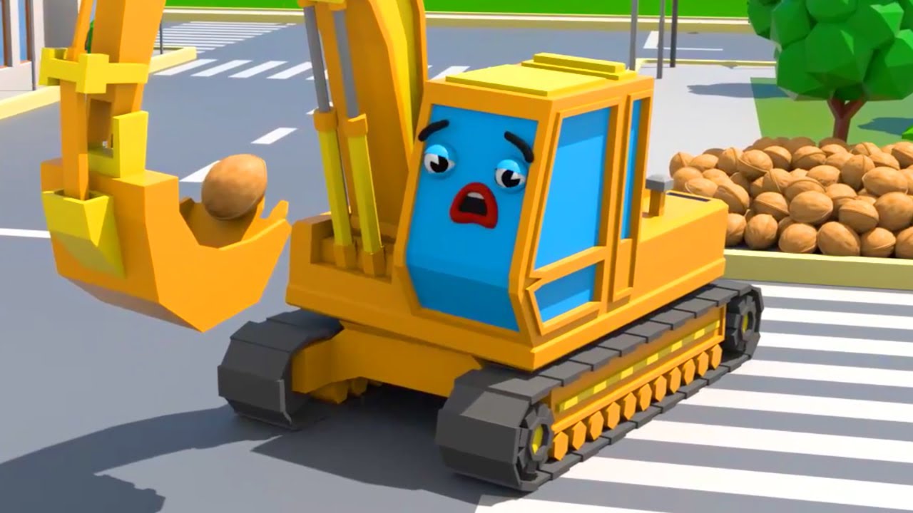 A Escavadeira Quebra Nozes - Cars Town - Desenhos animados para crianças