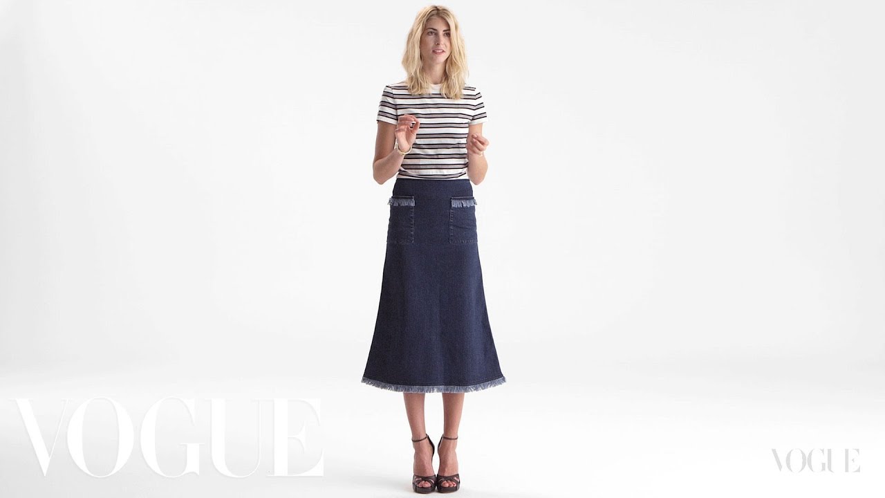 Jeanius: Kelly Connor in Louis Vuitton Flare Denim Skirt