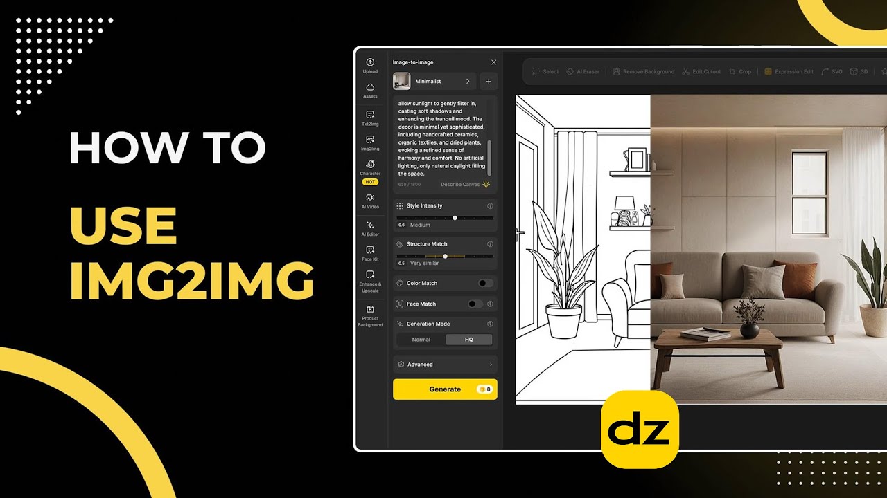 Create Image Variations with IMG2IMG Tool | Dzine AI Tutorial