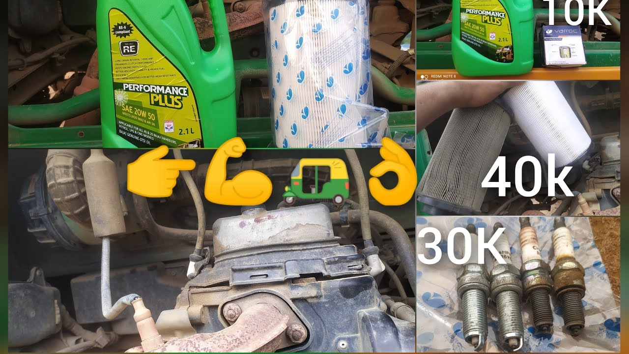 Bajaj bs6 auto Riksha mobile filter change and gear oil change Indian oil change kaise kiya jata hai
