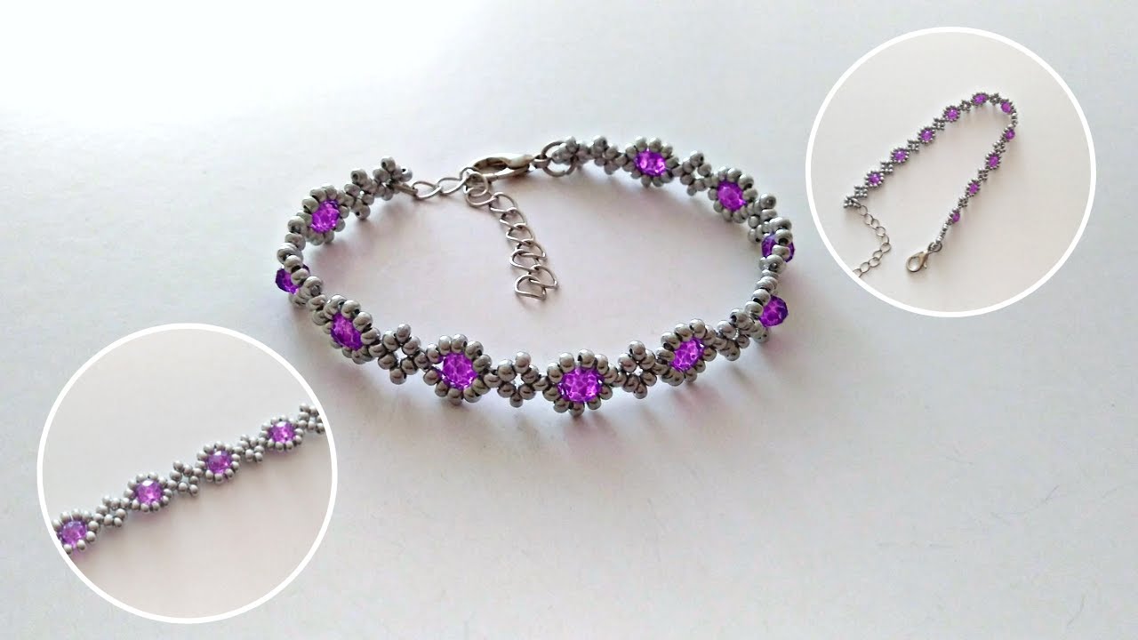 Şık Bileklik Yapımı | Kum boncuk ve Kristal Boncuktan Şık Bileklik Yapımı | Easy beaded bracelet mak