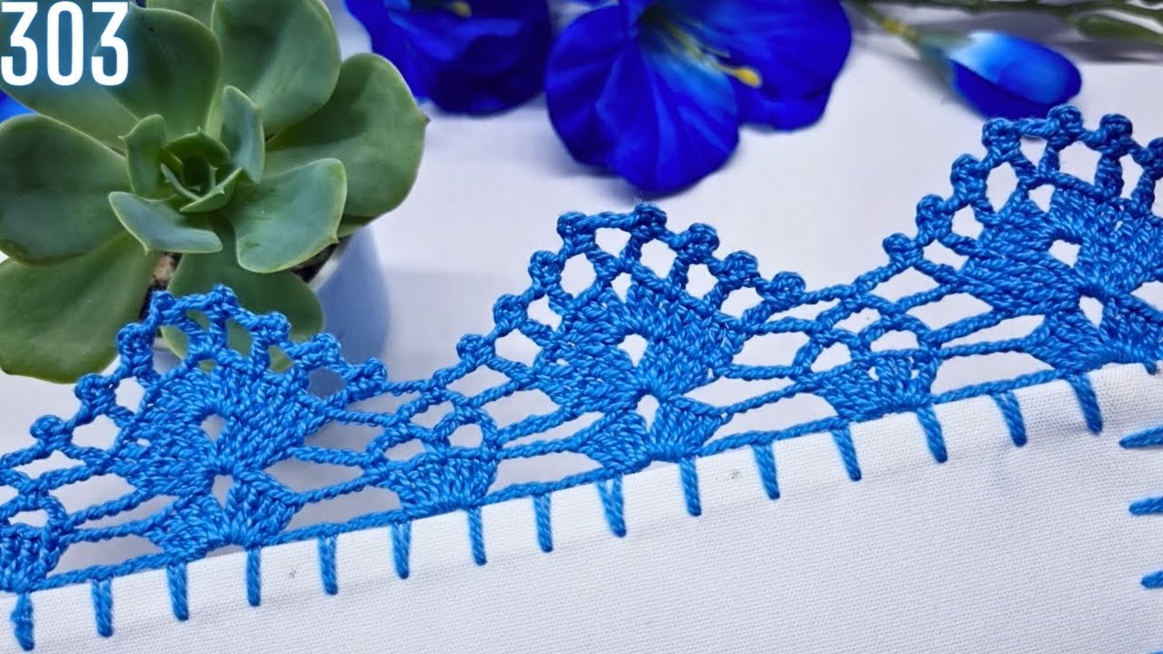 Mira que fácil es tejer esta puntilla de vuelta y vuelta, rápida y sencilla 🌸 303
