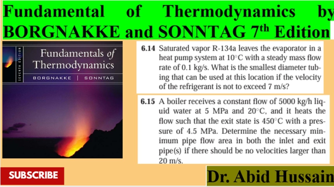 What is smallest diameter, Ainlet and Aexit|P 6.14, 15| Fundamental of Thermodynamics by BORGNAKKE