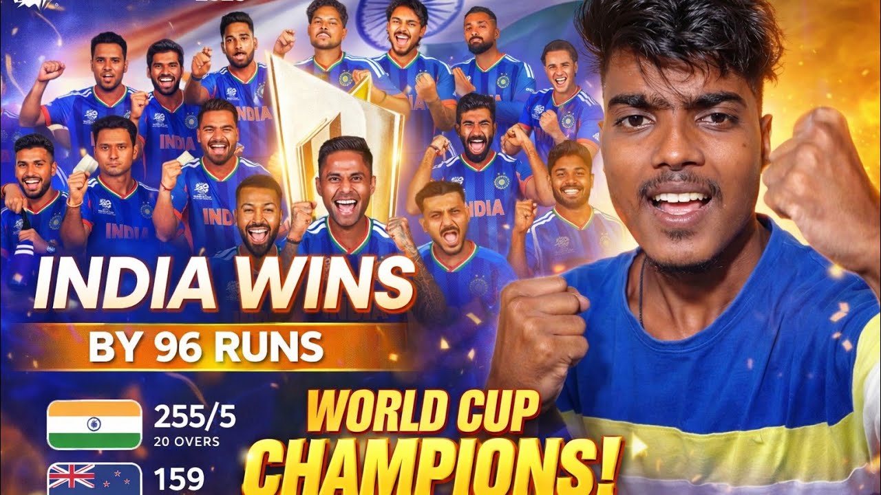Ind vs NZ : India win T20 World Cup for third time, beat New Zealand by 96 runs || Indian champion 