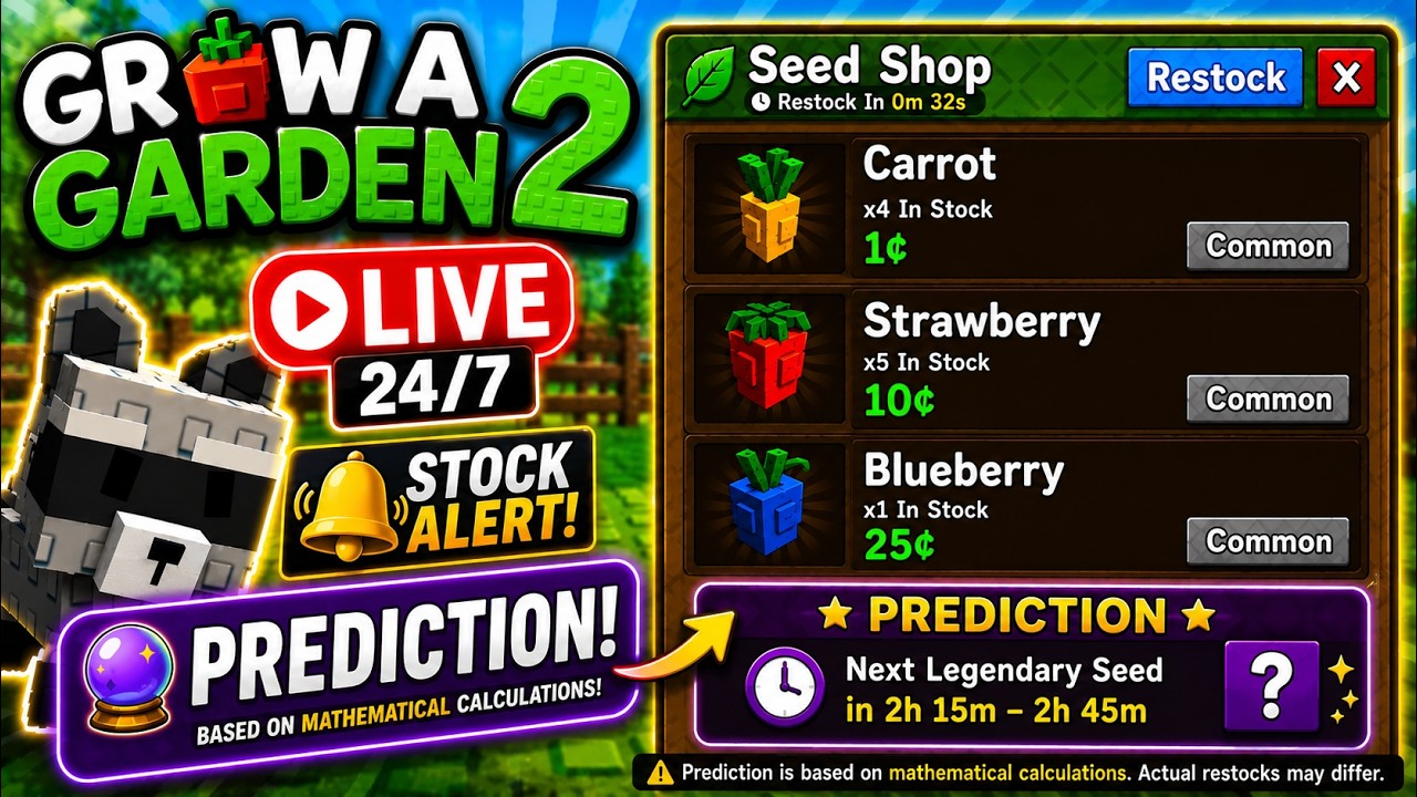 Grow a Garden 2 LIVE Stock 24/7 🔴 Real-Time Shop Updates (Roblox)