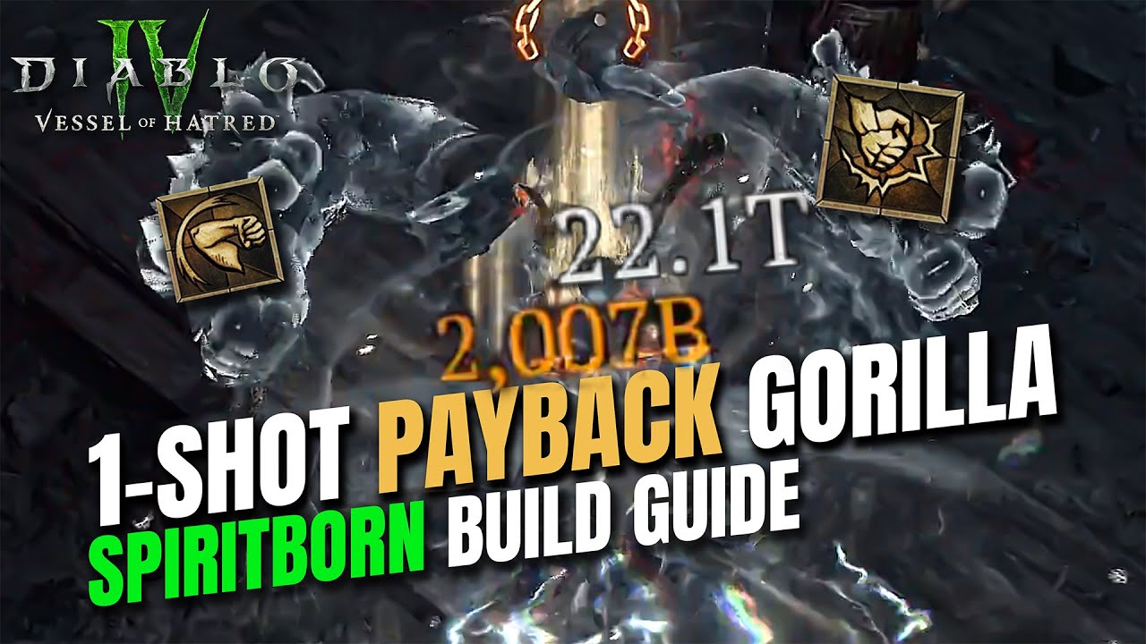 1-ШОТ РАСПЛАТА ГОРИЛЛА - Руководство по сборке Spiritborn в Diablo 4 Vessel of Hatred