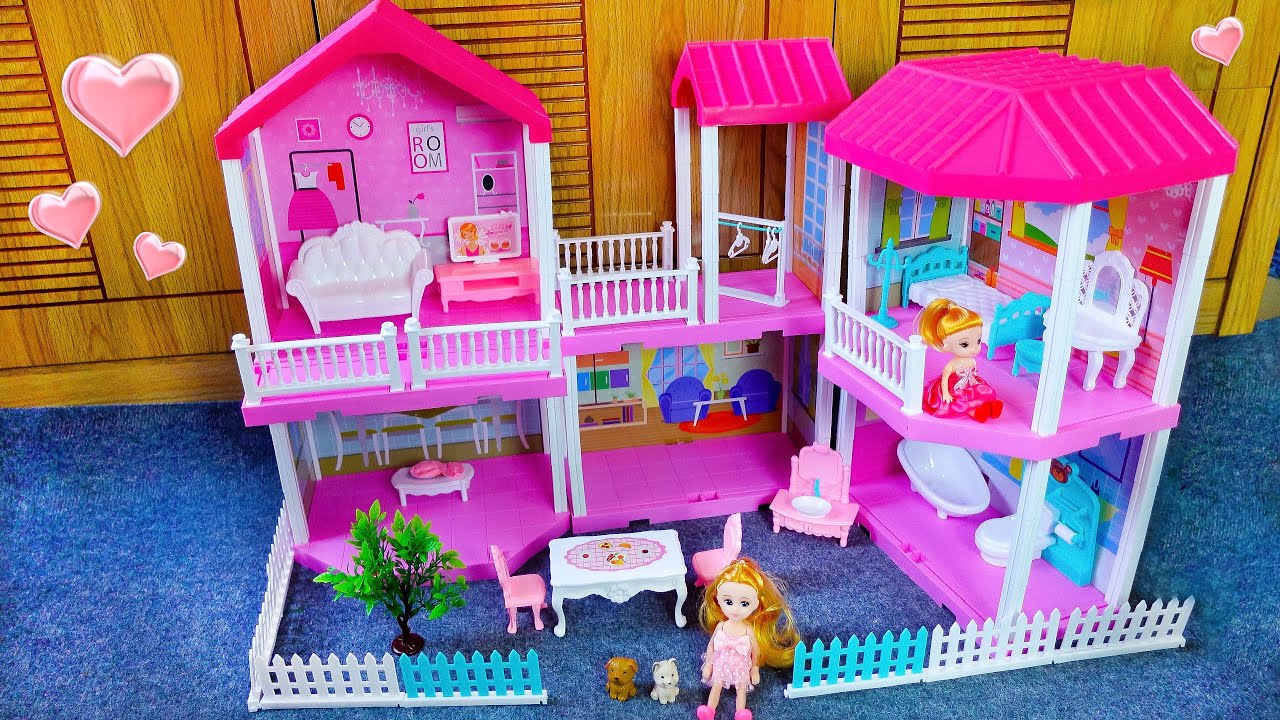 10 Minutes Satisfying with Unboxing Cute Pink Barbie Doll House Play Set ASMR