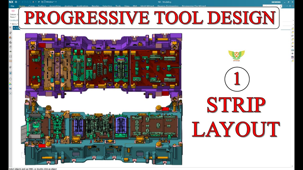PROGRESSIVE DIE DESIGN 1 - Press Tool design | Sheetmetal Die Design tutorial or Press tool design