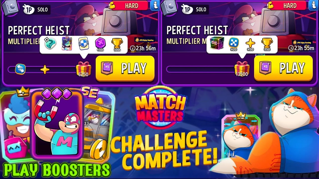 2 Solo (HARD) Multiplier Madness Perfect Heist Solo Challenge 6250 and 13500 Score/Match Masters