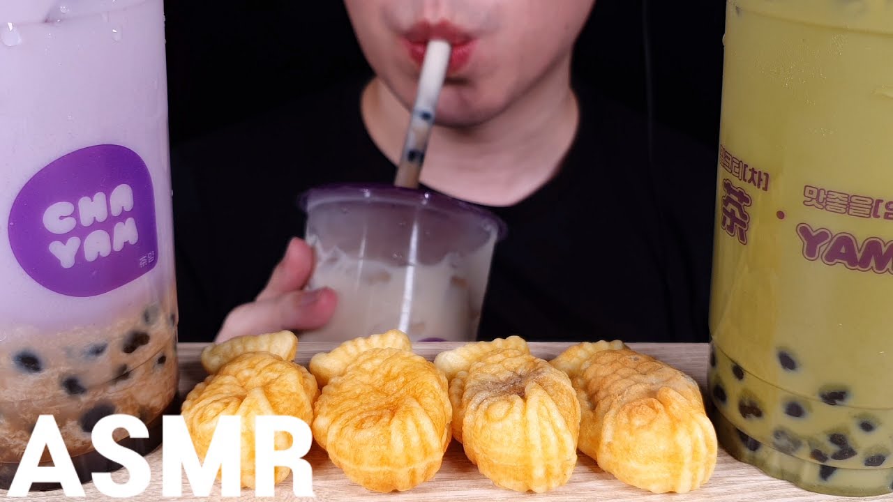 ASMR 버블티 먹방 BUBBLE TEA MUKBANG EATING SOUNDS