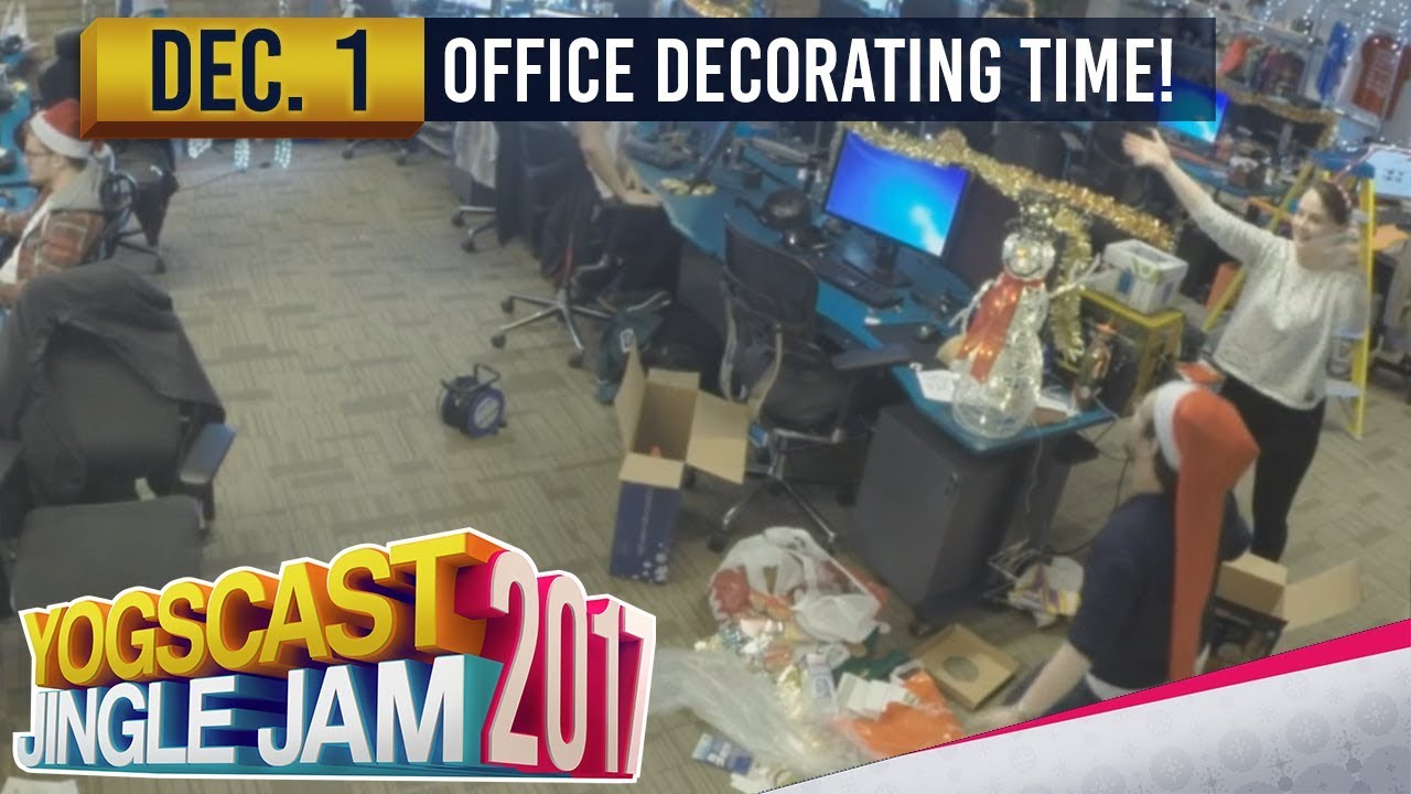 Office Cam Decorating! - YOGSCAST JINGLE JAM WARMUP - 1st December 2017