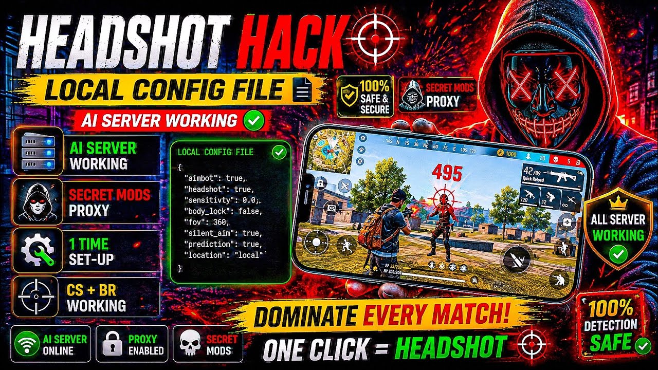 Ob54 free fire auto headshot config file 😱 local config aimbot 🎯antiban headshot location antina