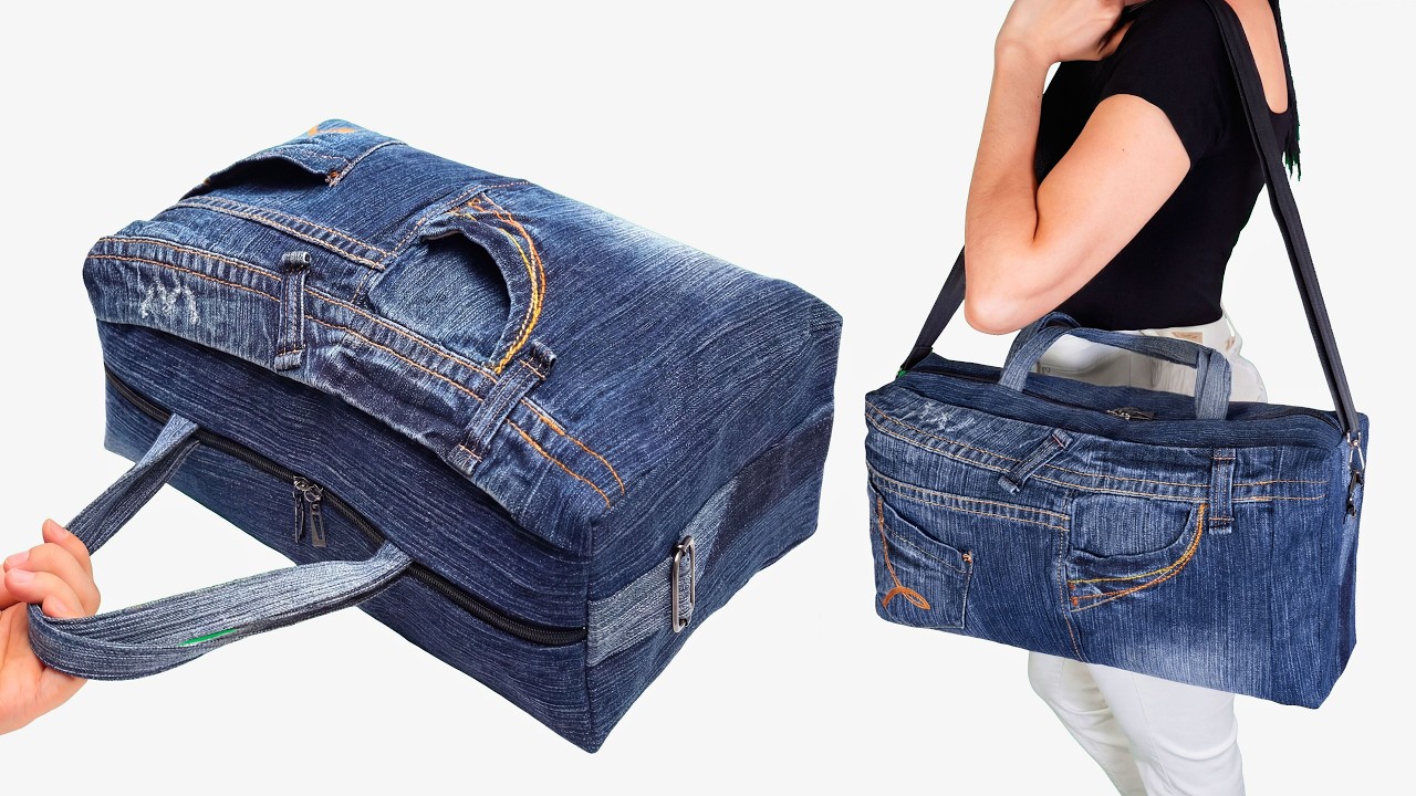 How to Sew Travel Bag from Old Jeans Easily Miarti🪡🧵✂️ 👜✌️
