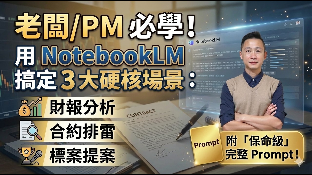 老闆/PM必學！用NotebookLM分析3大硬核場景：財報分析、合約排雷、標案提案！！（附保命級完整Prompt）