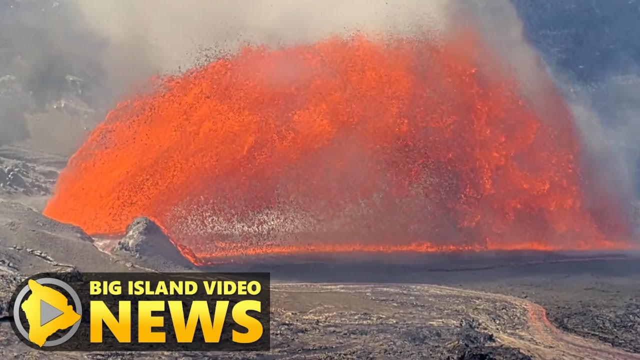 Inclined Lava Fountain Erupts At Kīlauea Volcano (August 23, 2025)