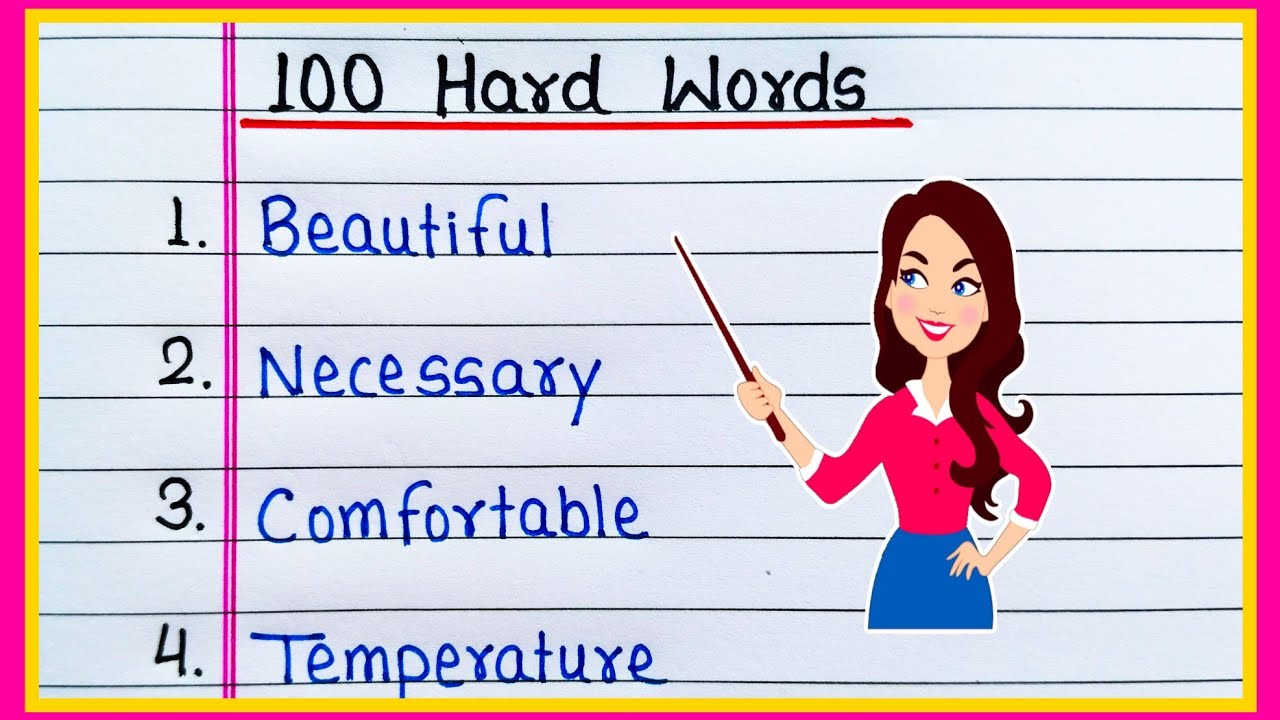 100 Hard Words in English | 100 Difficult Words | 100 Dictation Words | Hard Words 100 | Spelling 