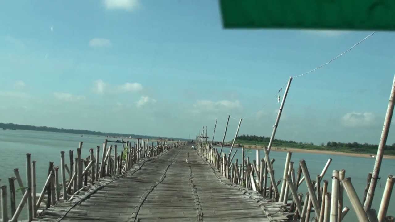 Amazing Bamboo Bridge to Koh Paen / Koh Sotin (Island) - Kampong Cham, Cambodia