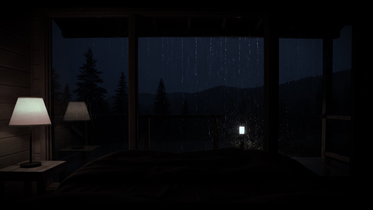 Peaceful Forest Cabin Rain Sounds 🌧 (No Ads) | Dark Cozy Bedroom Ambience for Deep Sleep