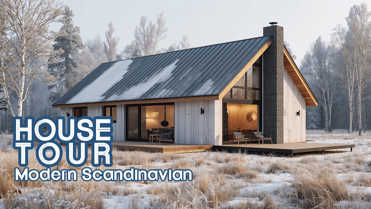 Winter Cabin House Tour (2K) | Modern Scandinavian Wood Home in the Snow
