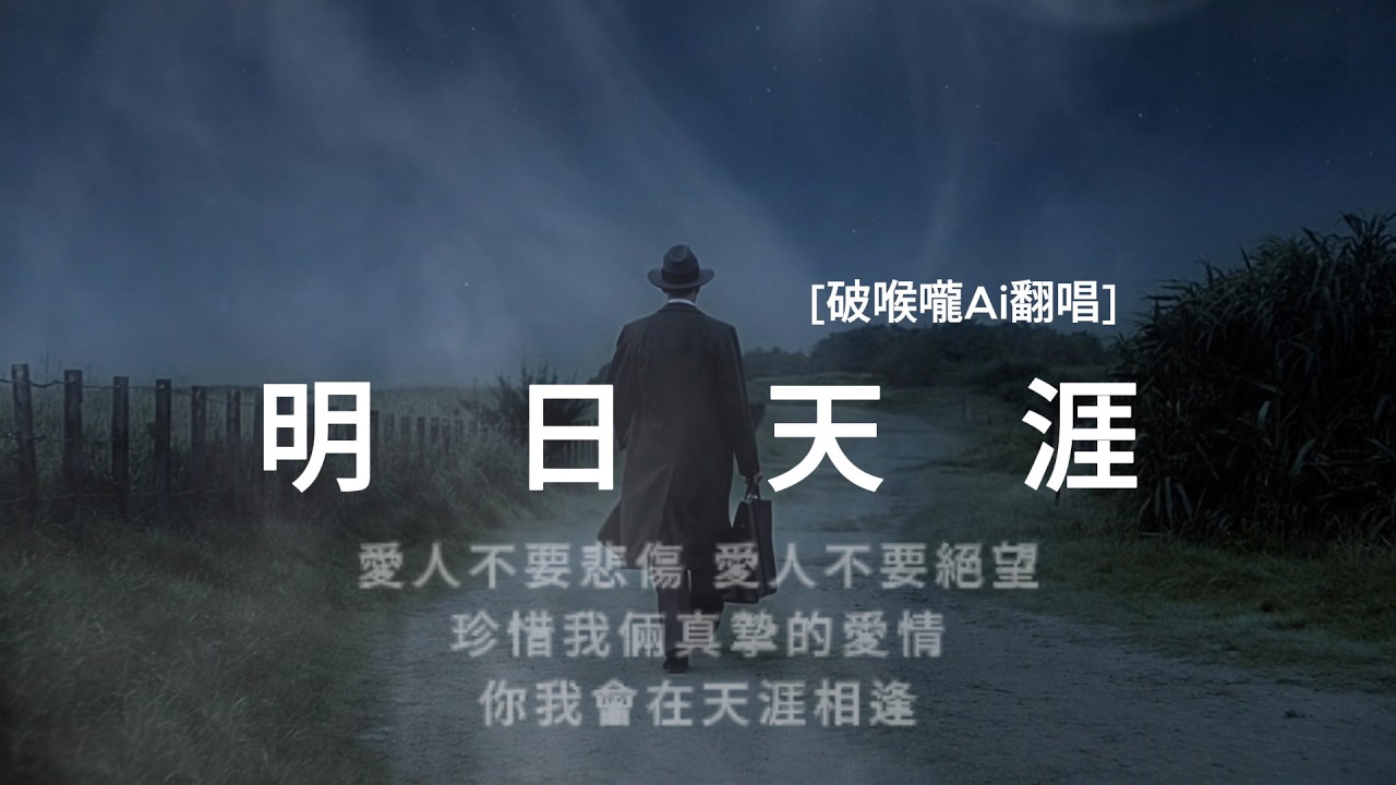 明日天涯 [破喉嚨Ai翻唱] 當你明晨醒過來 再也尋不到我的蹤影 你會知道我已離你遠去