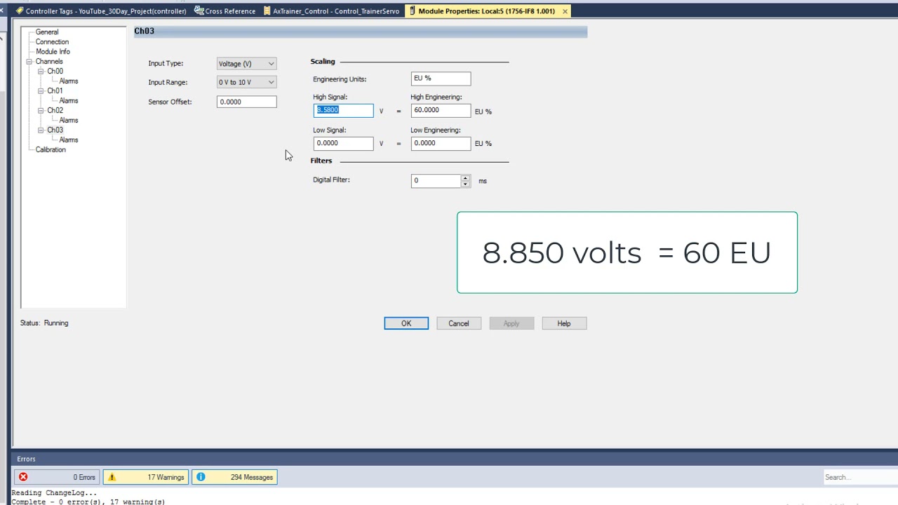 Масштабирование инженерных единиц платы аналогового ввода Rockwell Automation
