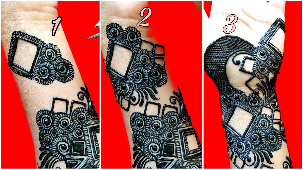 Box Pattern Mehandi Design l Easy Bold Gulf Mehandi Design l Dubai Style Henna Design  मेहंदी डिजाइन
