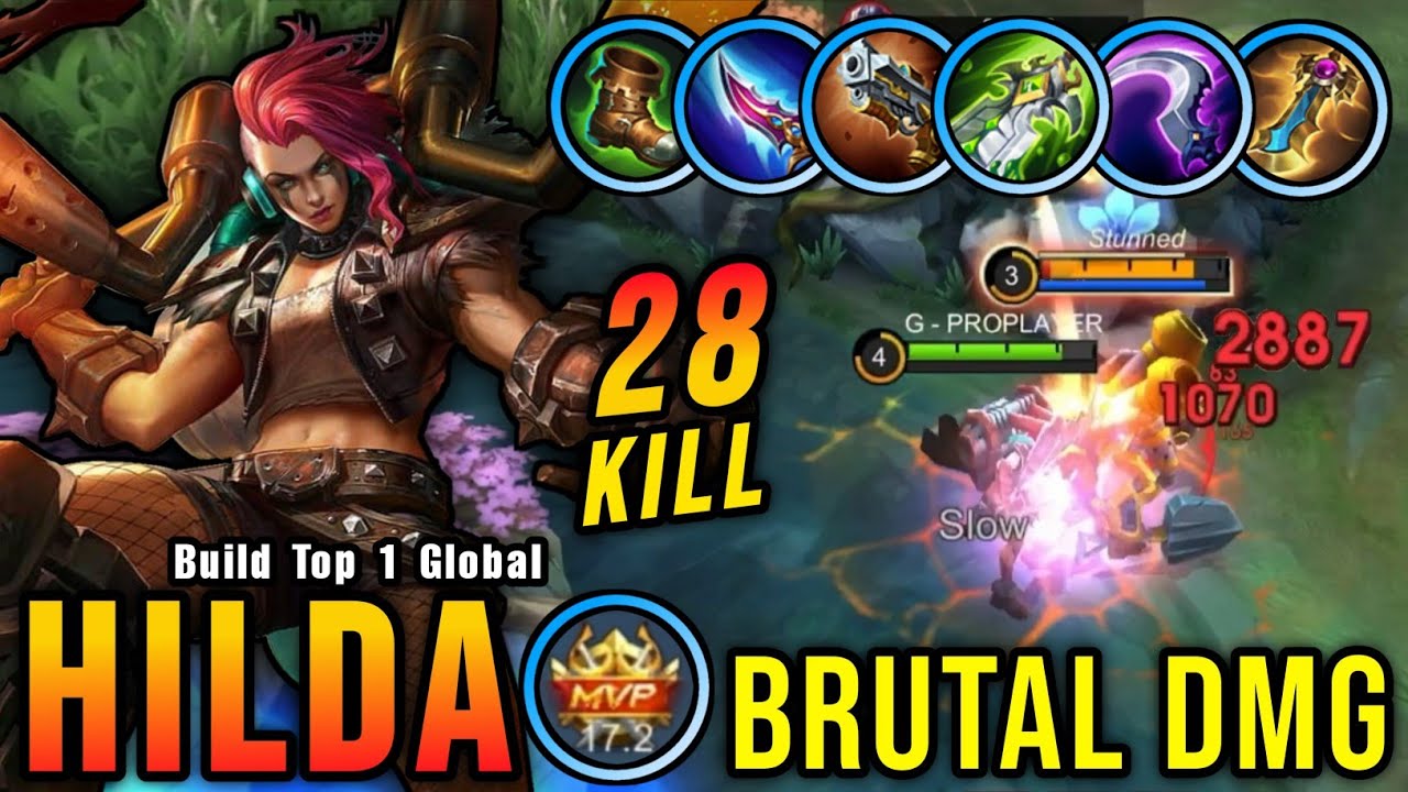 28 Kills!! Offlane Monster Hilda Brutal Damage Build - Build Top 1 Global Hilda ~ MLBB